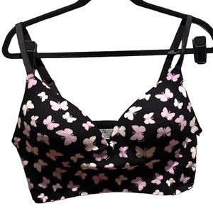 Victoria’s Secret Pink Wireless Push Up Bra Butterfly Pattern Size XL